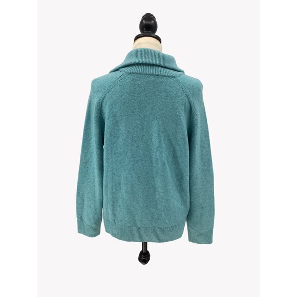 Talbots XL Petite Teal Cable Knit Full-Zip Cardigan Sweater Acrylic Blend - Picture 3 of 8